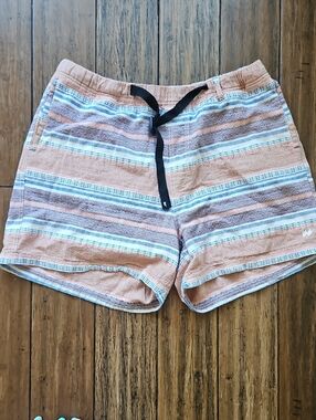 Without Walls Peach, Blue & White Striped Terry Shorts XL